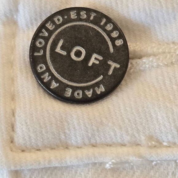 LOFT Womens Stretch Flat Front Denim Jean Mini Skirt White Light Wash Size 2 - Picture 6 of 9